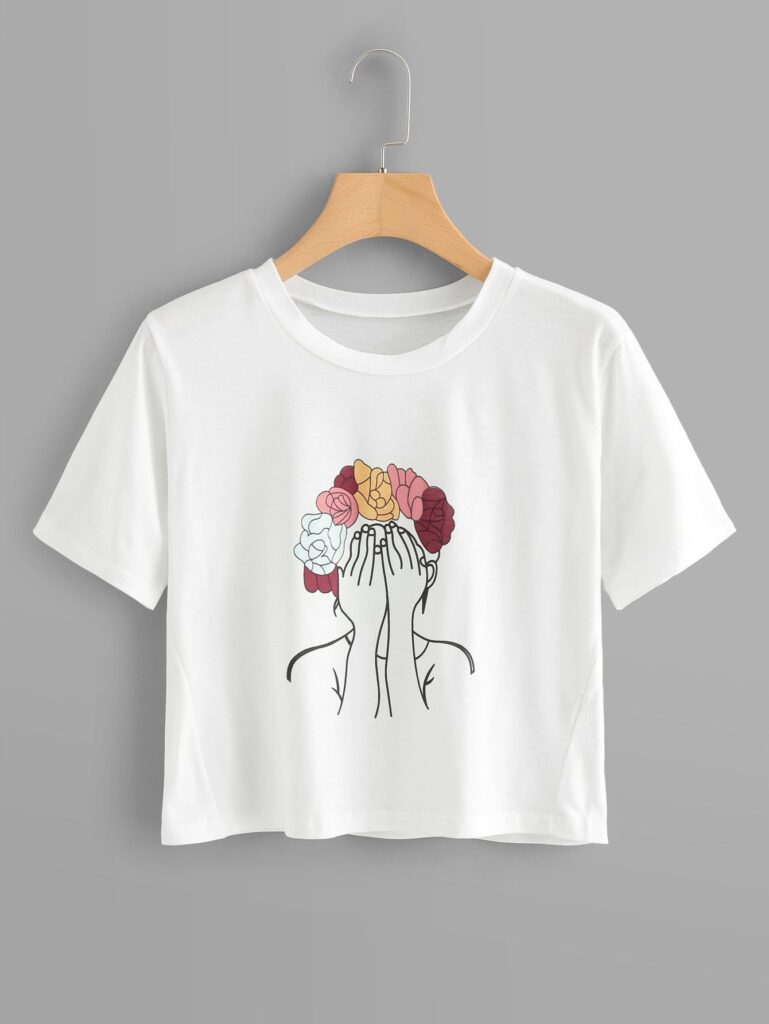 Girl Print Crop T-Shirt